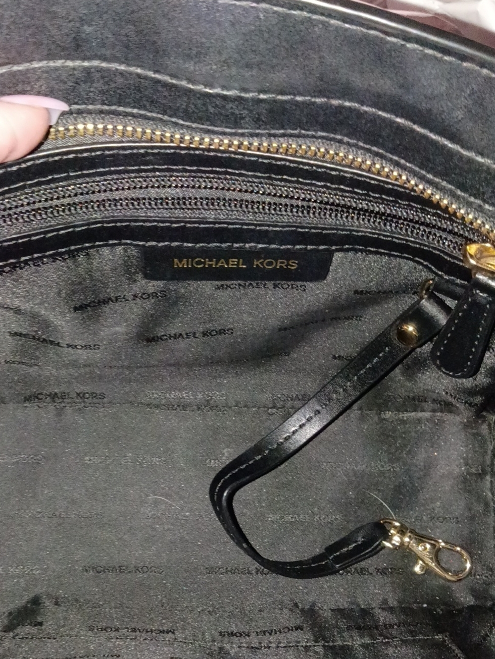 Michael Kors Black Studded Crossbody Bag with Gold Accents - Picture 9 of 9